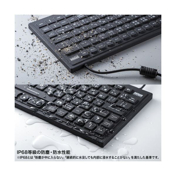 サンワサプライマグネット内蔵防水防塵キーボード ブラック SKB-BS8BK 1台
