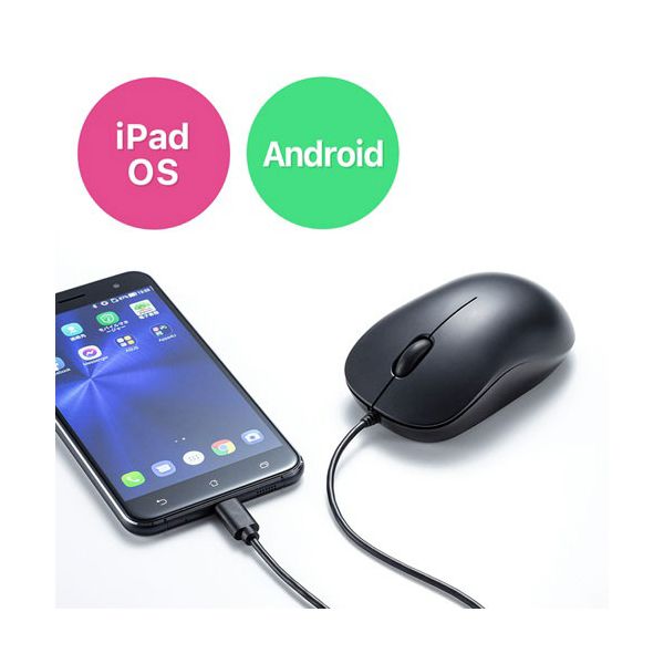 （まとめ） サンワサプライ 有線Type-CブルーLEDマウス（静音タイプ） ブラック MA-BLC194SBK 1個 【×2セット】