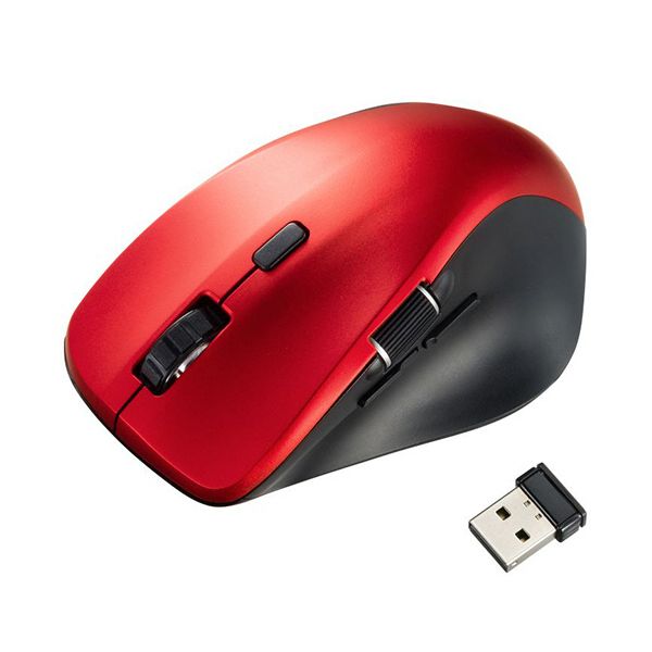 サンワサプライ 静音ワイヤレスマウス（サイドホイール付き） 5ボタン レッド MA-WBS524R 1個