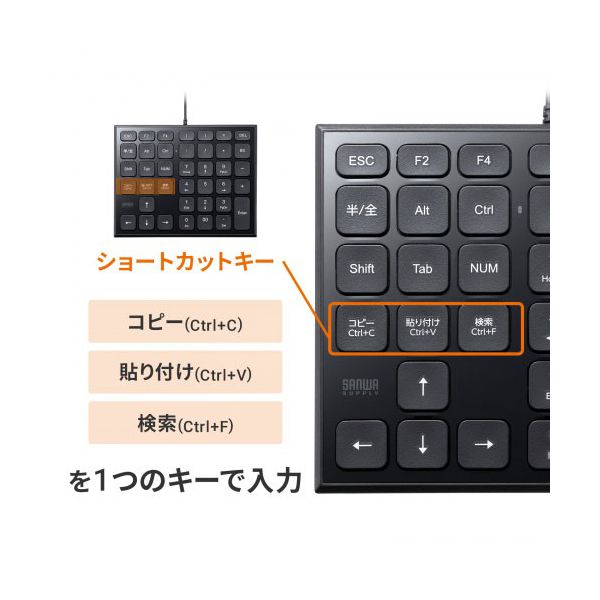 サンワサプライ 表計算USBテンキー ブラック NT-27UBK