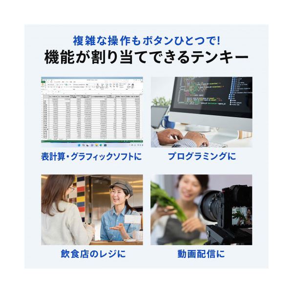 サンワサプライ プログラマブルテンキー 2.4Gモデル NT-WL26BK