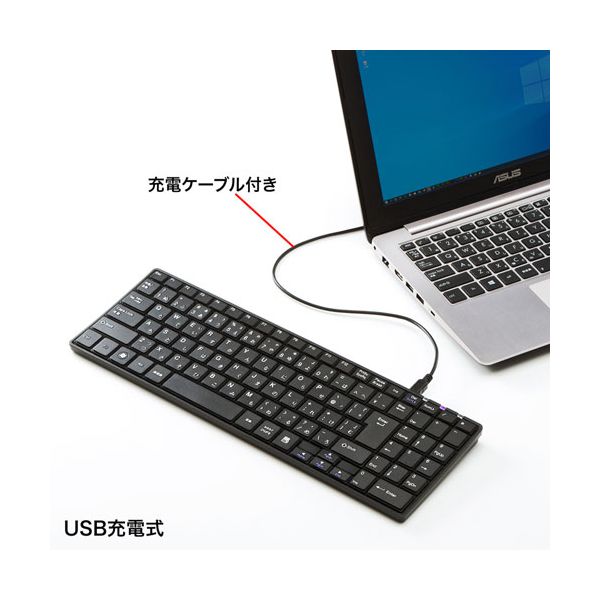 サンワサプライ Bluetoothスリムキーボード テンキーあり ブラック SKB-BT22BKN