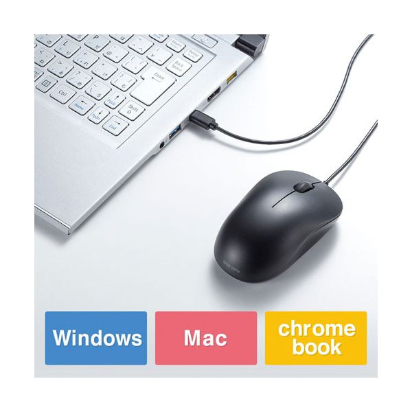 （まとめ） サンワサプライ 有線Type-CブルーLEDマウス（静音タイプ） ブラック MA-BLC194SBK 1個 【×2セット】