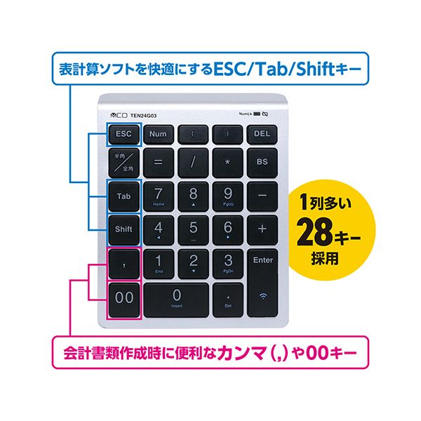 （まとめ） ナカバヤシ ミヨシ2.4GHzワイヤレステンキー シルバー TEN24G03／SL 1個 【×2セット】