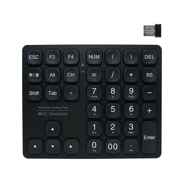 ナカバヤシ ミヨシ2.4GHz 方向キー付きワイヤレステンキー ブラック TEN24G02／BK 1個