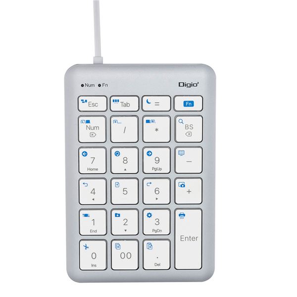 Digio2 有線 USB Type-A テンキーボード ショートカット付 TNK-SU236SLW シルバーホワイト