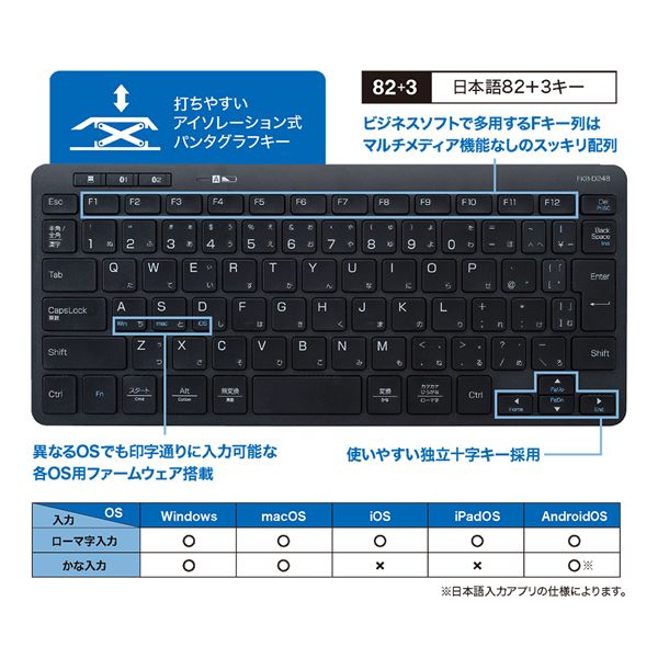 MCO デュアルワイヤレスキーボード ブラック FKB-D248-BK