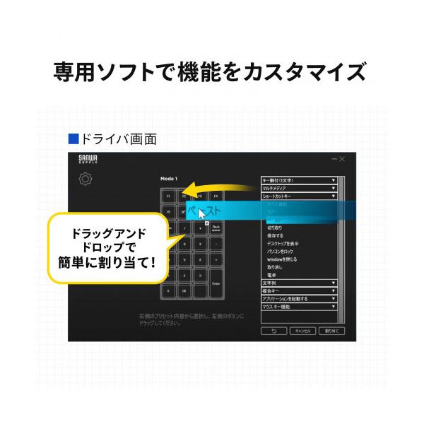 サンワサプライ プログラマブルテンキー Bluetoothモデル NT-BT26BK